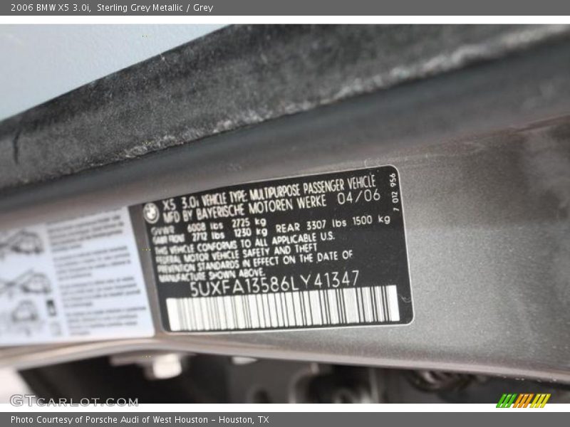 Sterling Grey Metallic / Grey 2006 BMW X5 3.0i