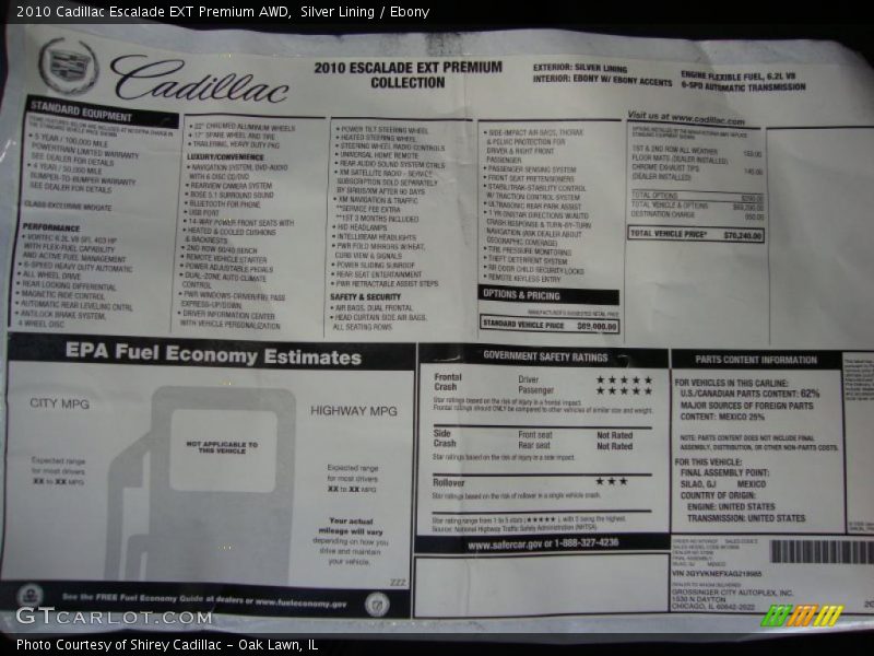 Silver Lining / Ebony 2010 Cadillac Escalade EXT Premium AWD