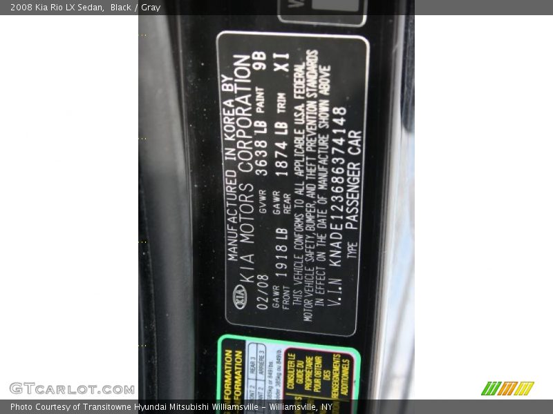 Black / Gray 2008 Kia Rio LX Sedan