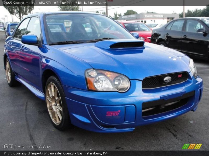 WR Blue Pearl / Black/Blue Ecsaine 2005 Subaru Impreza WRX STi