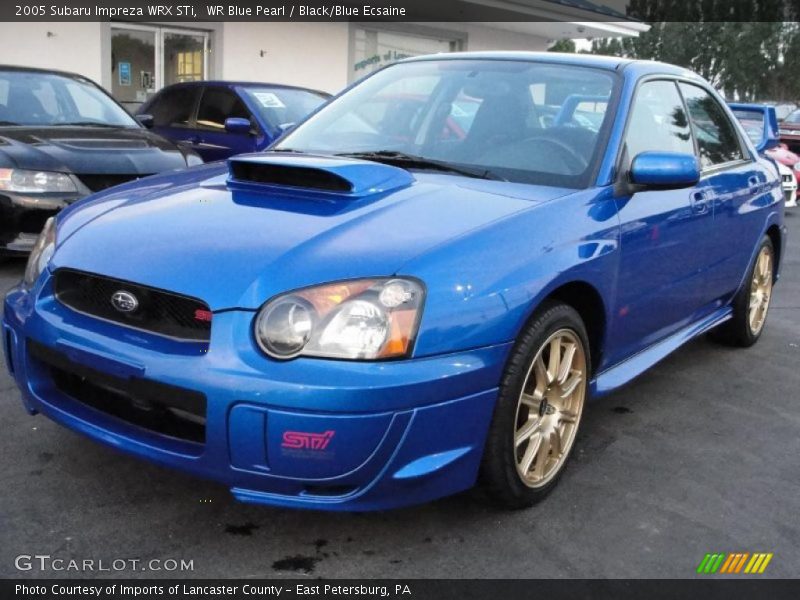 WR Blue Pearl / Black/Blue Ecsaine 2005 Subaru Impreza WRX STi