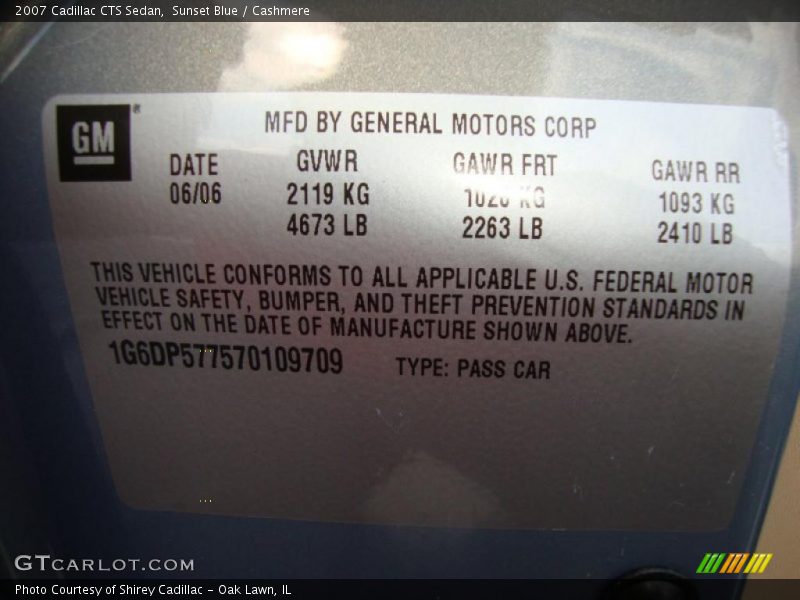 Sunset Blue / Cashmere 2007 Cadillac CTS Sedan