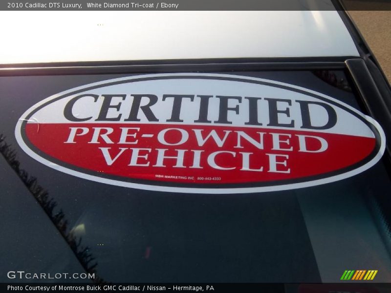 White Diamond Tri-coat / Ebony 2010 Cadillac DTS Luxury