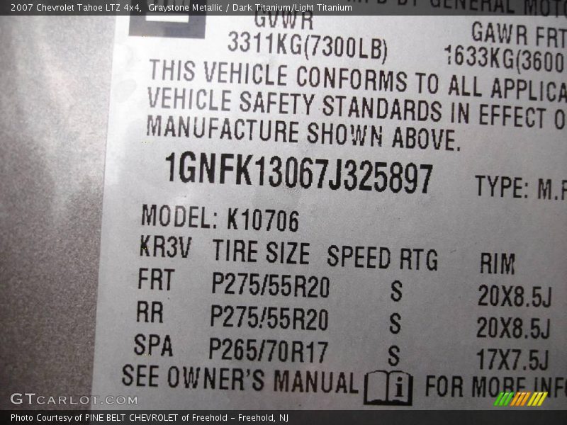 Graystone Metallic / Dark Titanium/Light Titanium 2007 Chevrolet Tahoe LTZ 4x4