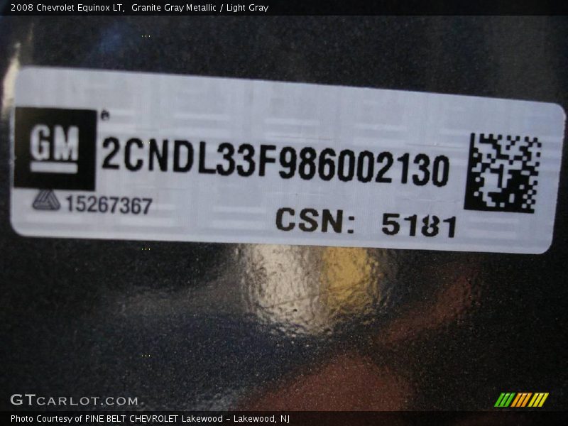 Granite Gray Metallic / Light Gray 2008 Chevrolet Equinox LT