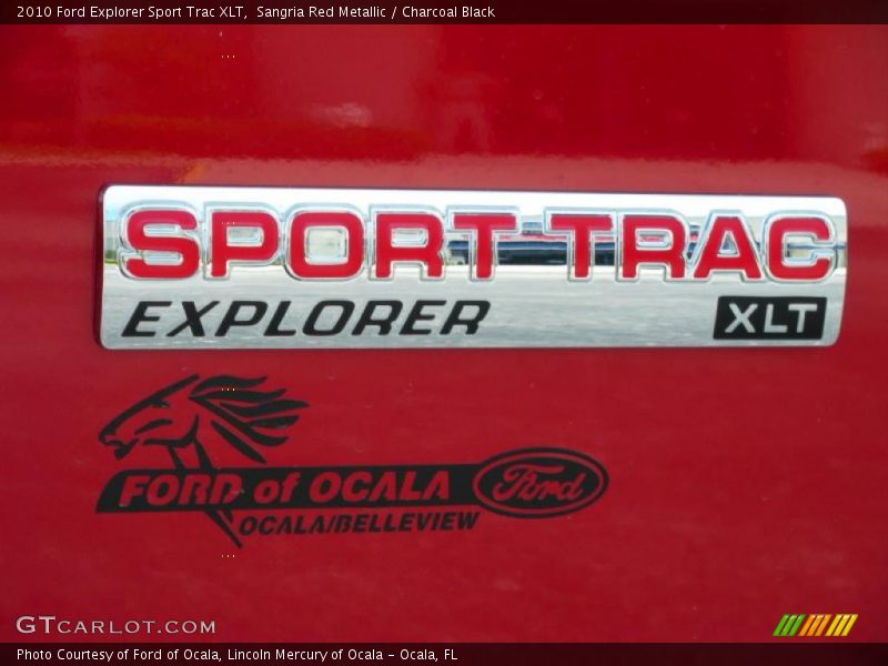 Sangria Red Metallic / Charcoal Black 2010 Ford Explorer Sport Trac XLT