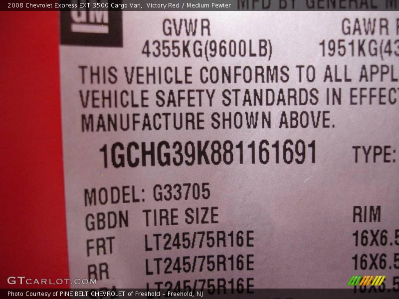Victory Red / Medium Pewter 2008 Chevrolet Express EXT 3500 Cargo Van