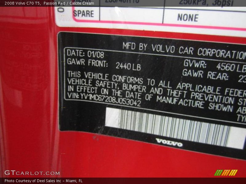 Passion Red / Calcite Cream 2008 Volvo C70 T5