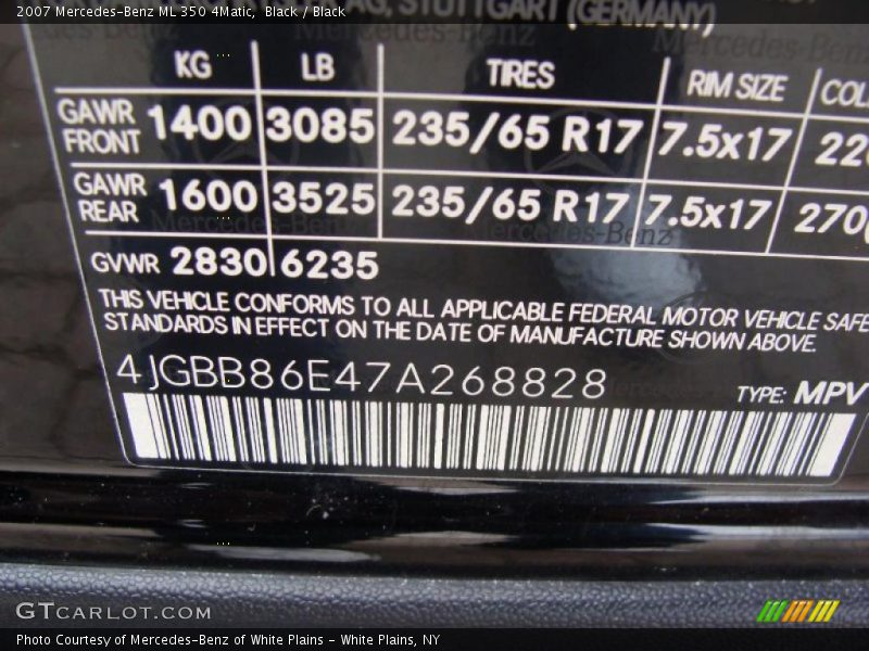Black / Black 2007 Mercedes-Benz ML 350 4Matic