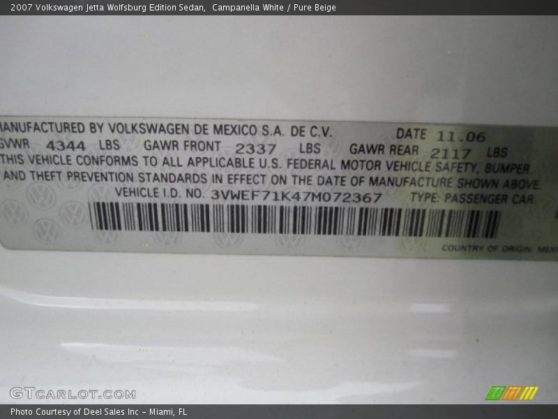 Campanella White / Pure Beige 2007 Volkswagen Jetta Wolfsburg Edition Sedan