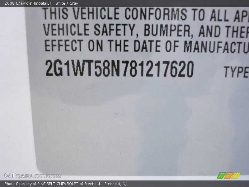 White / Gray 2008 Chevrolet Impala LT