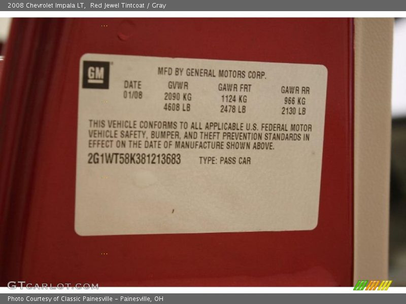 Red Jewel Tintcoat / Gray 2008 Chevrolet Impala LT