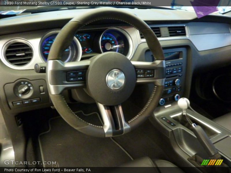 Sterling Grey Metallic / Charcoal Black/White 2010 Ford Mustang Shelby GT500 Coupe