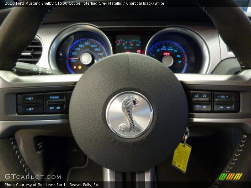 Sterling Grey Metallic / Charcoal Black/White 2010 Ford Mustang Shelby GT500 Coupe