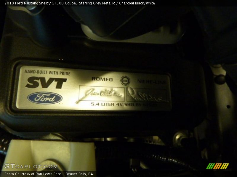 Sterling Grey Metallic / Charcoal Black/White 2010 Ford Mustang Shelby GT500 Coupe