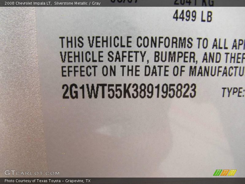 Silverstone Metallic / Gray 2008 Chevrolet Impala LT