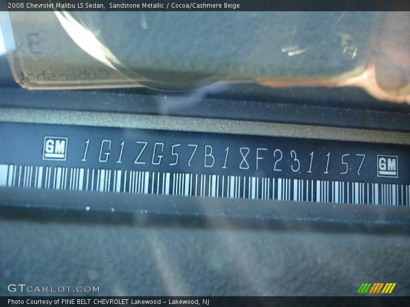 Sandstone Metallic / Cocoa/Cashmere Beige 2008 Chevrolet Malibu LS Sedan