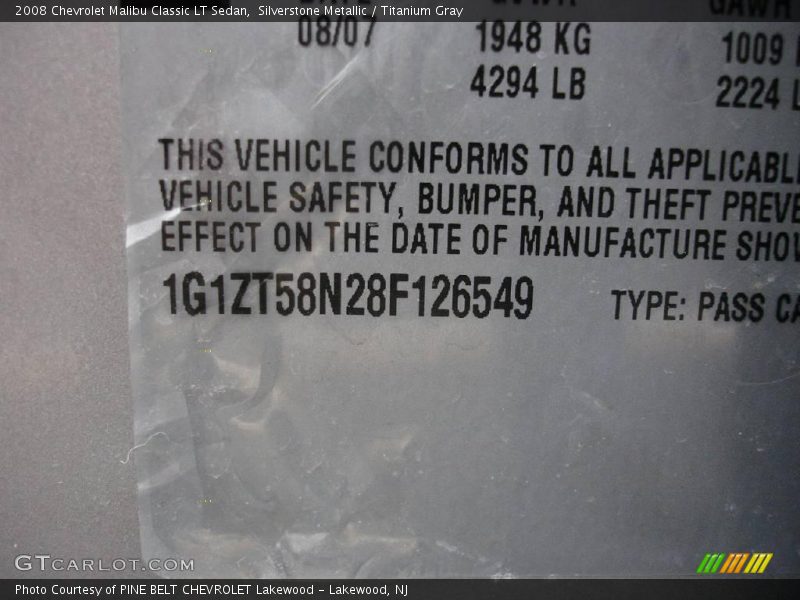 Silverstone Metallic / Titanium Gray 2008 Chevrolet Malibu Classic LT Sedan