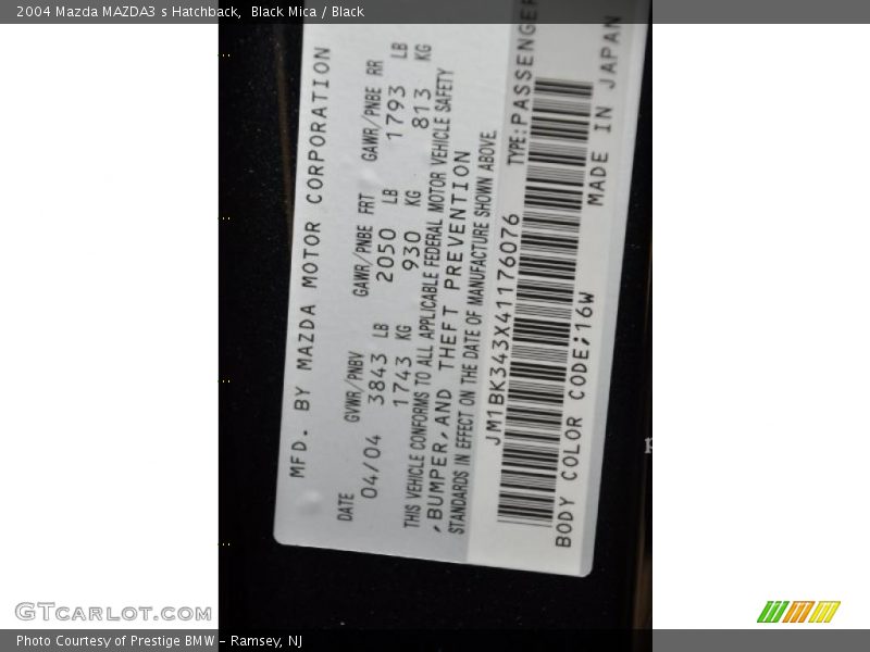 Black Mica / Black 2004 Mazda MAZDA3 s Hatchback