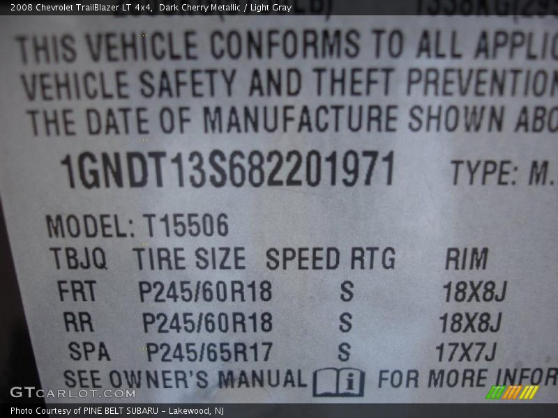 Dark Cherry Metallic / Light Gray 2008 Chevrolet TrailBlazer LT 4x4