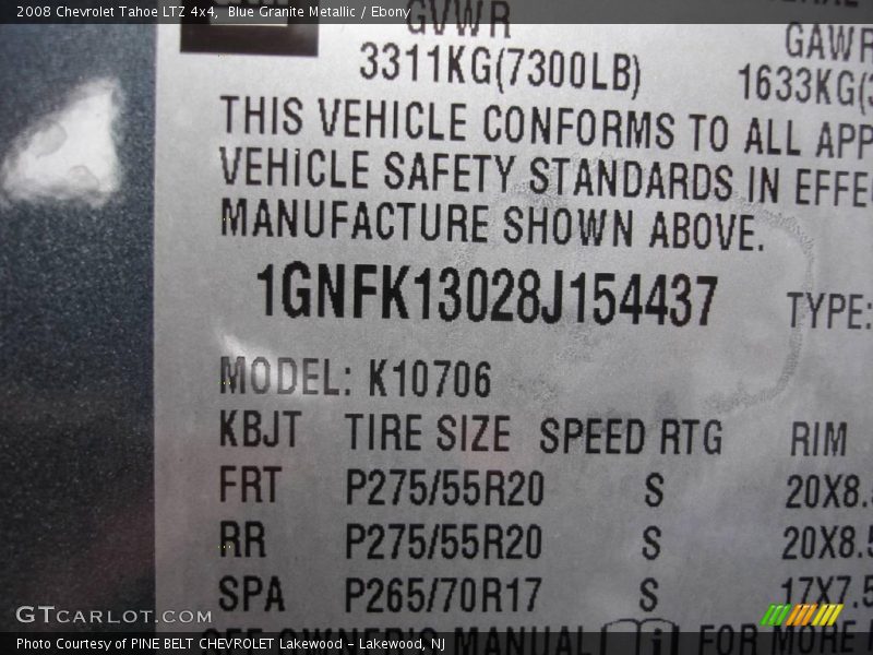 Blue Granite Metallic / Ebony 2008 Chevrolet Tahoe LTZ 4x4