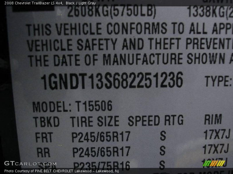 Black / Light Gray 2008 Chevrolet TrailBlazer LS 4x4