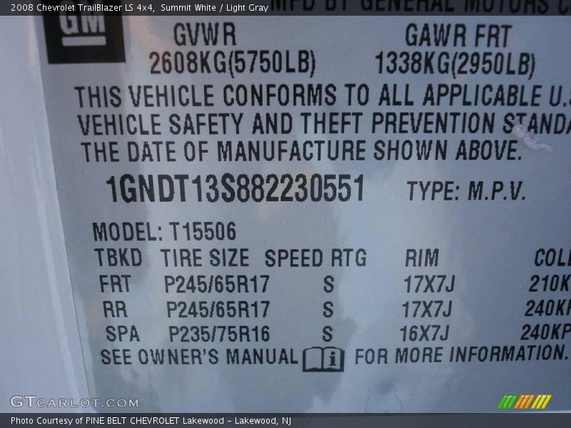 Summit White / Light Gray 2008 Chevrolet TrailBlazer LS 4x4