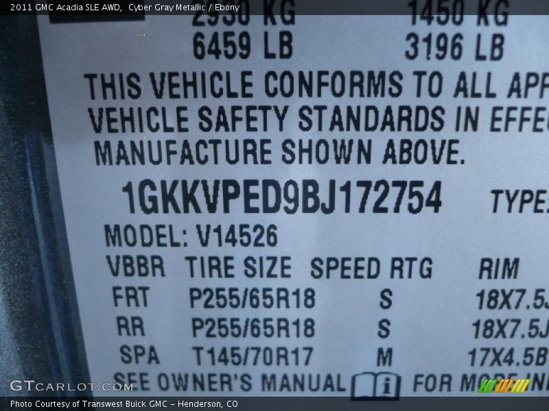 Cyber Gray Metallic / Ebony 2011 GMC Acadia SLE AWD