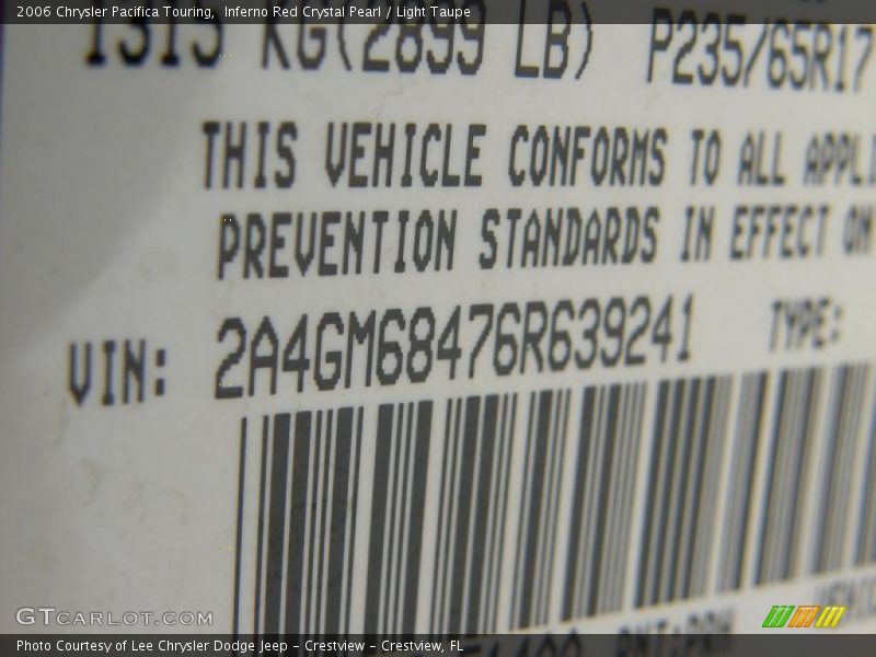 Inferno Red Crystal Pearl / Light Taupe 2006 Chrysler Pacifica Touring