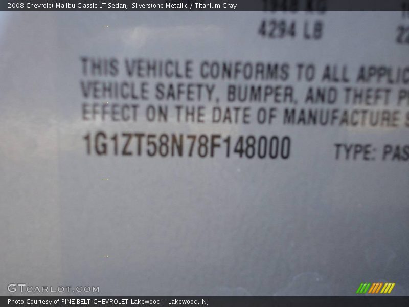 Silverstone Metallic / Titanium Gray 2008 Chevrolet Malibu Classic LT Sedan