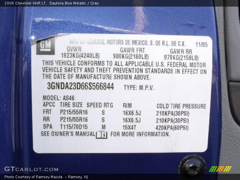 Daytona Blue Metallic / Gray 2006 Chevrolet HHR LT