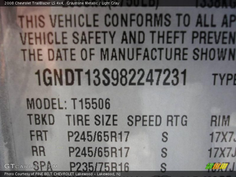 Graystone Metallic / Light Gray 2008 Chevrolet TrailBlazer LS 4x4