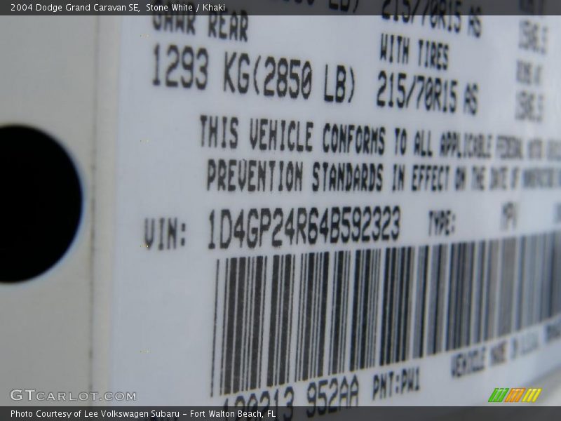 Stone White / Khaki 2004 Dodge Grand Caravan SE