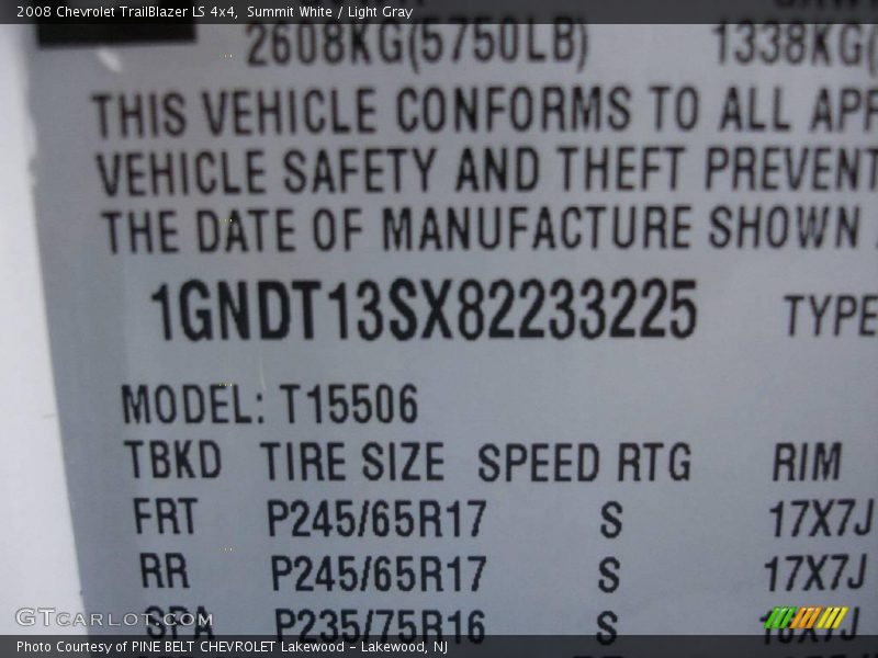 Summit White / Light Gray 2008 Chevrolet TrailBlazer LS 4x4
