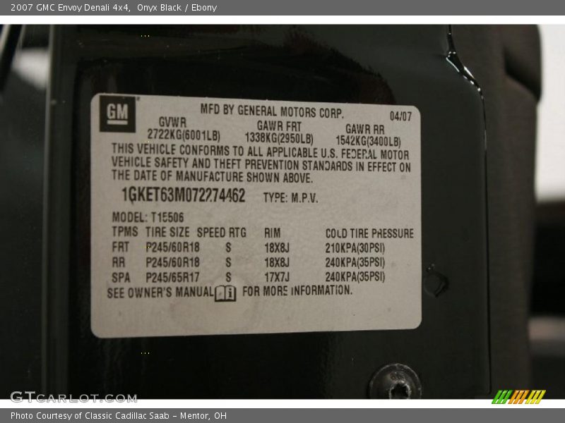 Onyx Black / Ebony 2007 GMC Envoy Denali 4x4