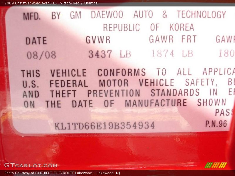 Victory Red / Charcoal 2009 Chevrolet Aveo Aveo5 LS