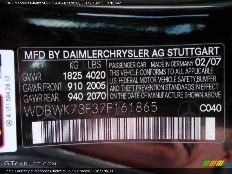 Black / AMG Black/Red 2007 Mercedes-Benz SLK 55 AMG Roadster