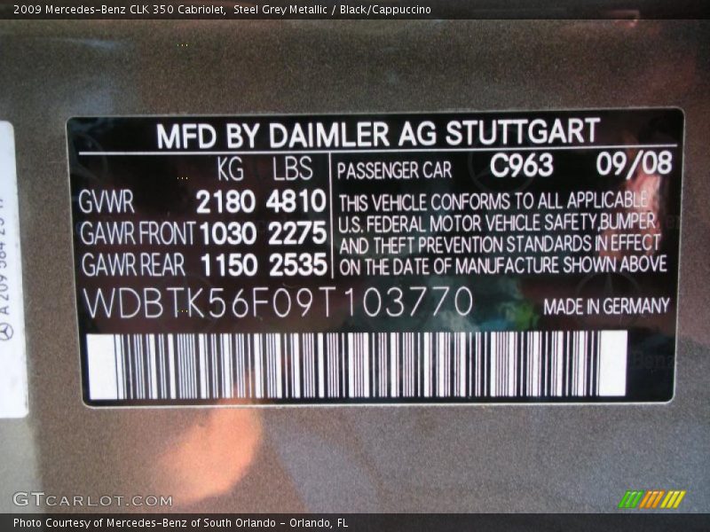 Steel Grey Metallic / Black/Cappuccino 2009 Mercedes-Benz CLK 350 Cabriolet