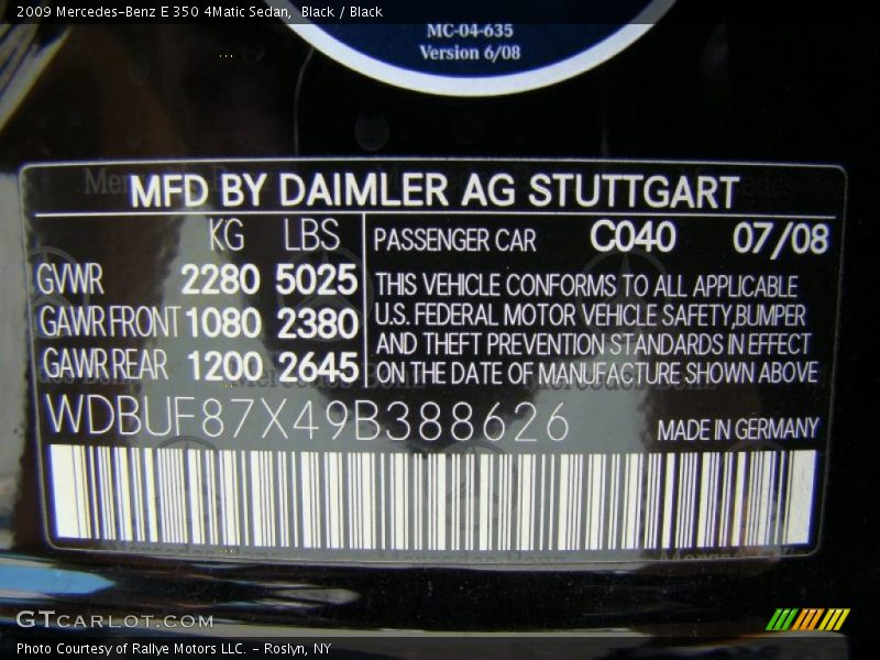 Black / Black 2009 Mercedes-Benz E 350 4Matic Sedan