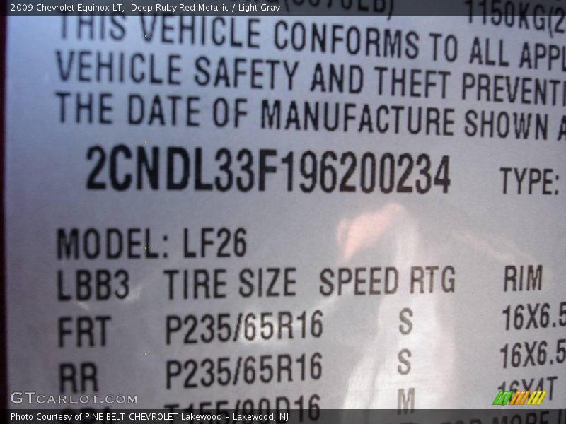 Deep Ruby Red Metallic / Light Gray 2009 Chevrolet Equinox LT