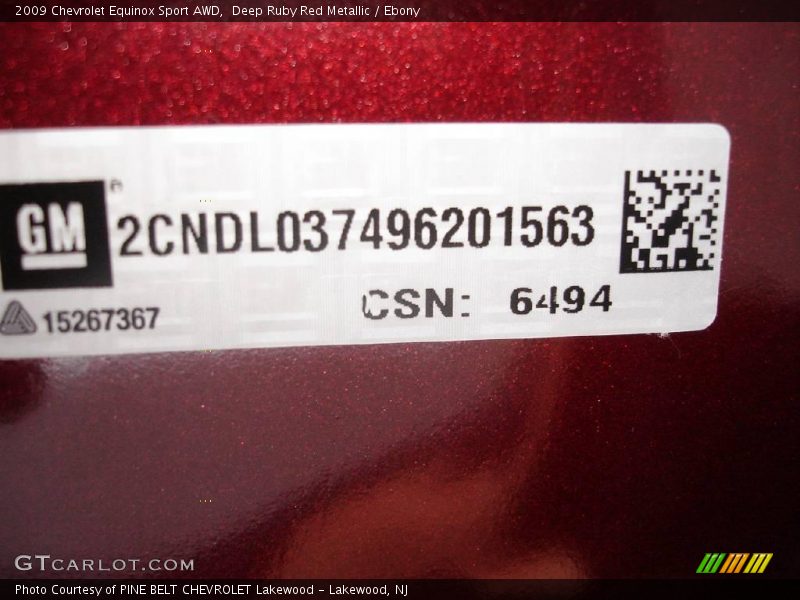 Deep Ruby Red Metallic / Ebony 2009 Chevrolet Equinox Sport AWD