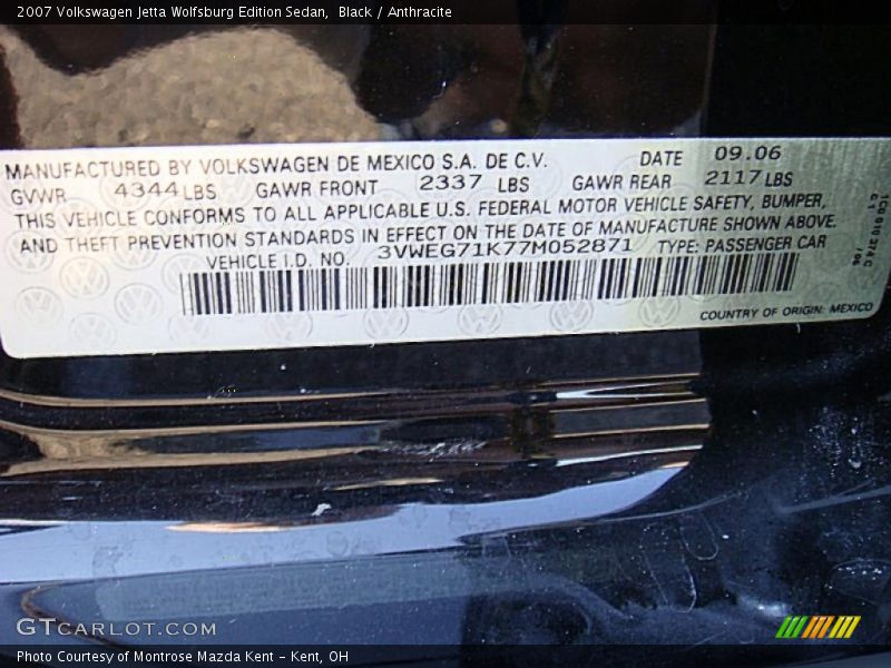Black / Anthracite 2007 Volkswagen Jetta Wolfsburg Edition Sedan