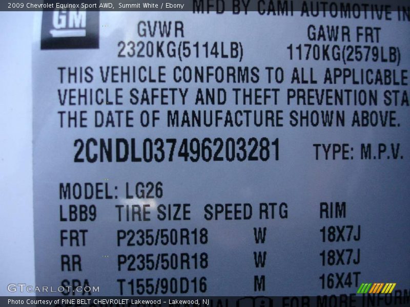 Summit White / Ebony 2009 Chevrolet Equinox Sport AWD