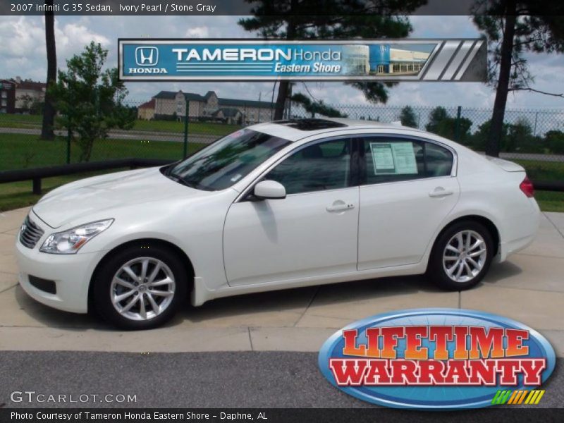 Ivory Pearl / Stone Gray 2007 Infiniti G 35 Sedan