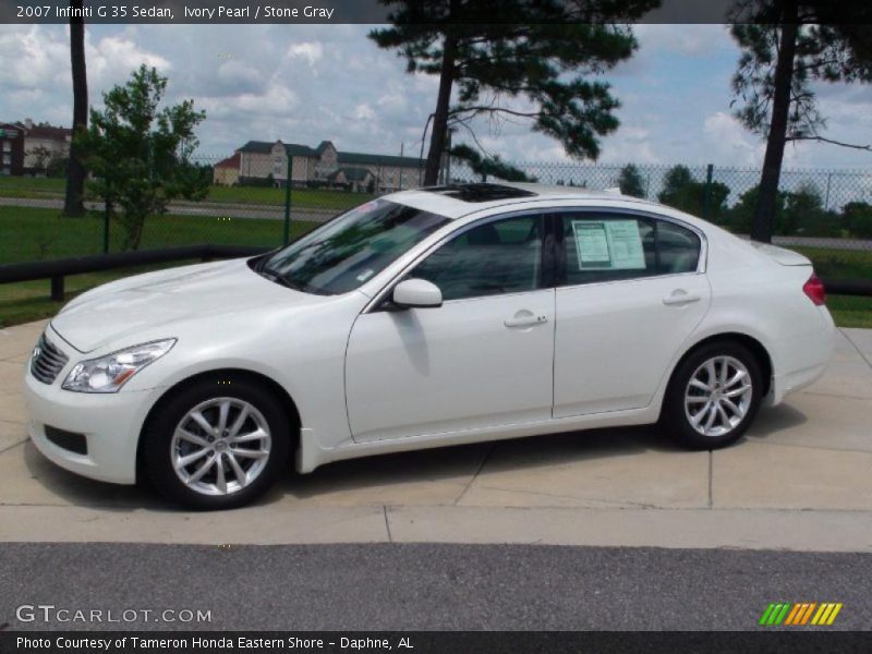 Ivory Pearl / Stone Gray 2007 Infiniti G 35 Sedan