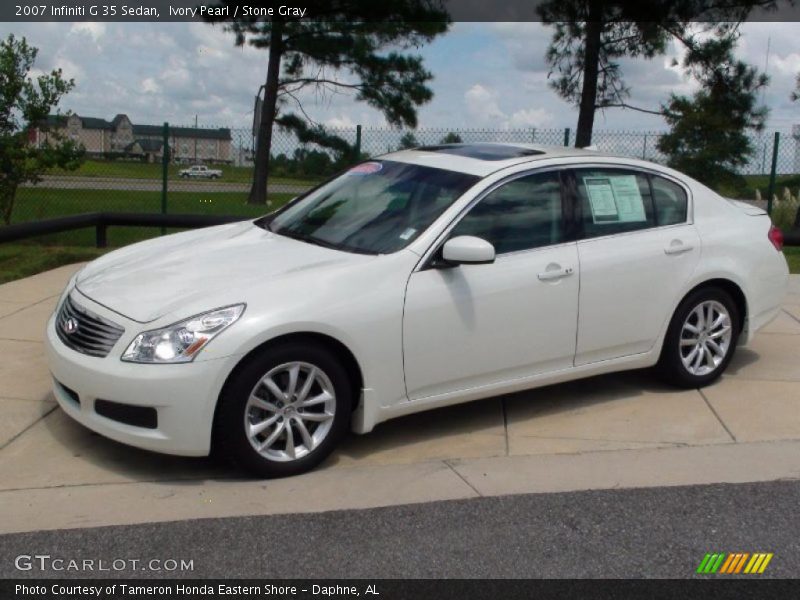 Ivory Pearl / Stone Gray 2007 Infiniti G 35 Sedan