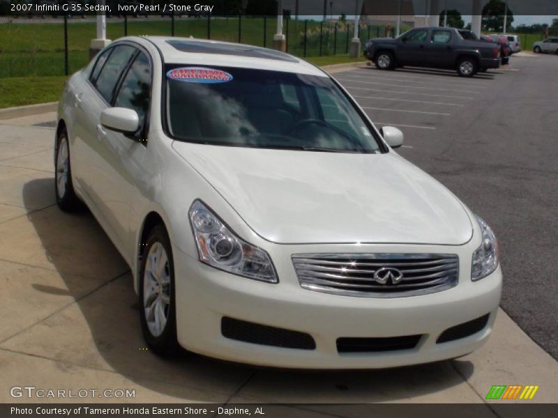 Ivory Pearl / Stone Gray 2007 Infiniti G 35 Sedan