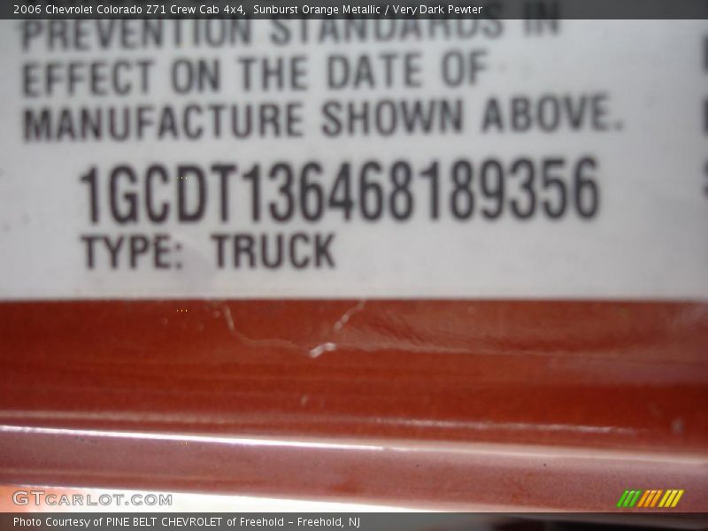 Sunburst Orange Metallic / Very Dark Pewter 2006 Chevrolet Colorado Z71 Crew Cab 4x4