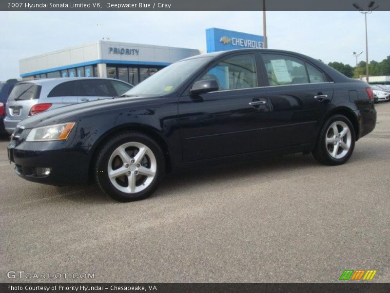 Deepwater Blue / Gray 2007 Hyundai Sonata Limited V6