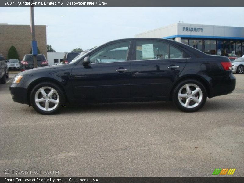 Deepwater Blue / Gray 2007 Hyundai Sonata Limited V6